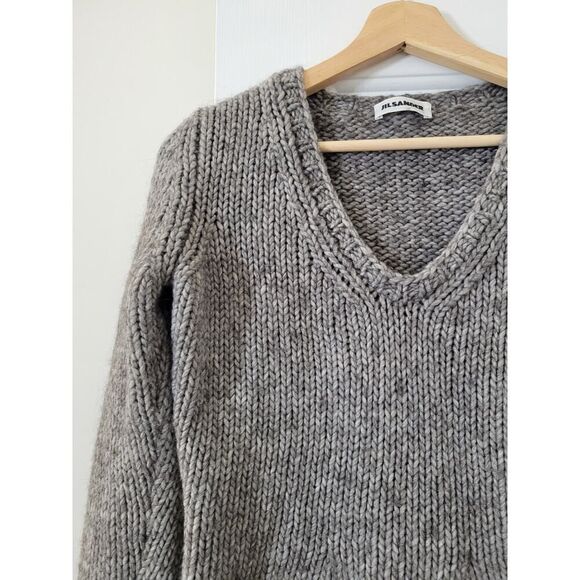 Jilsander Grey Chunky Knit V Neck Sweater M (40) - Picture 5 of 11